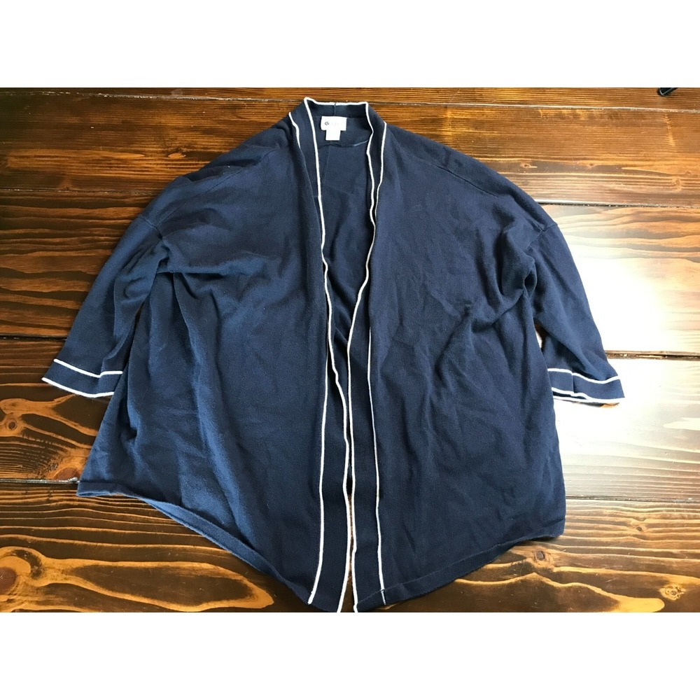 Stylus Sweater, Women's Size Medium, Navy Blue, Open Cardigan, 3/4 Sleeve